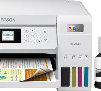 Epson EcoTank ET-2850 Wireless Color All-in-One Cartridge-Free Supertank Printer with Scan, Copy and Auto 2-Sided Printing – White, Medium