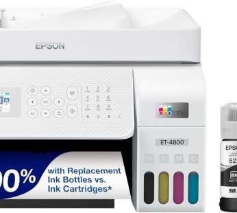 Epson EcoTank ET-4800 Wireless All-in-One Cartridge-Free Supertank Printer with Scanner, Copier, Fax, ADF and Ethernet – Ideal-for Your Home Office, White