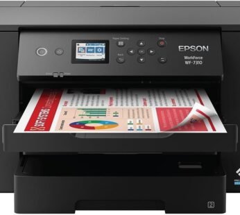 Epson Workforce Pro WF-7310 Wireless Wide-Format Printer with Print up to 13″ x 19″, Auto 2-Sided Printing up to 11″ x 17″, 500-sheet Capacity, 2.4″ Color Display, Smart Panel App, Medium,Black